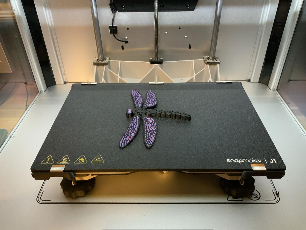 Articulated dragonfly build plate side up